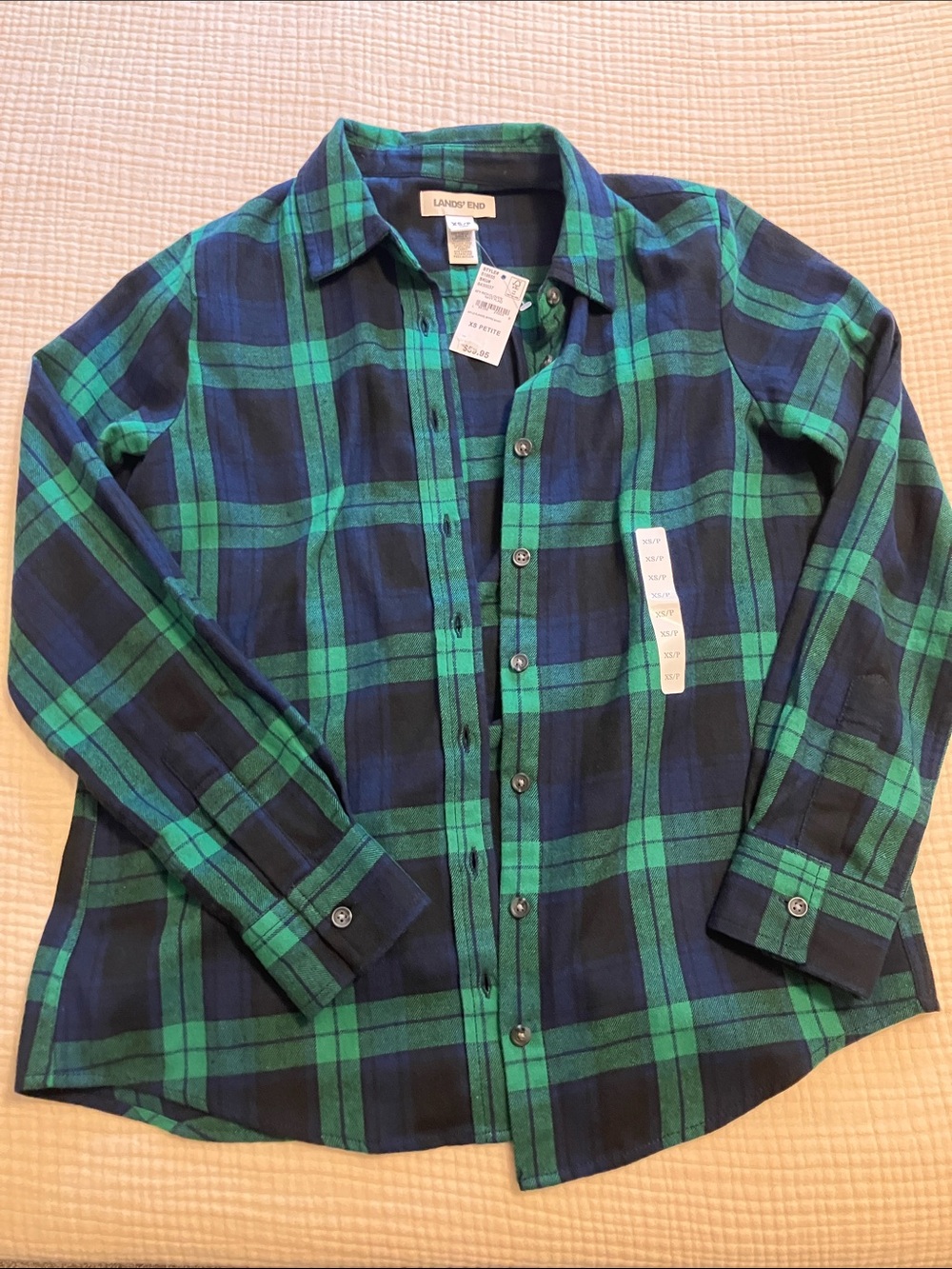Lands' End Flannel Boyfriend Button-Down Shirt